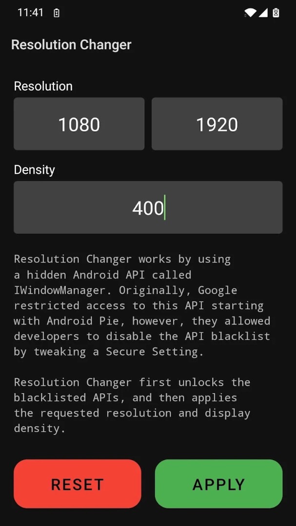 Resolution Changer App